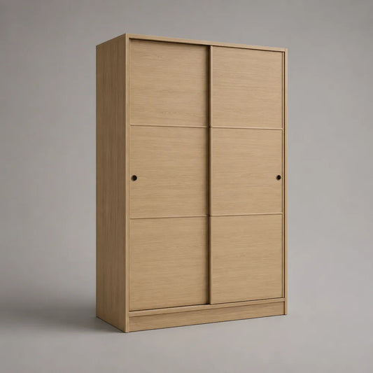 Armadio 2 ante scorrevoli in MDF effetto rovere chiaro struttura rettangolare 120x55x180 cm