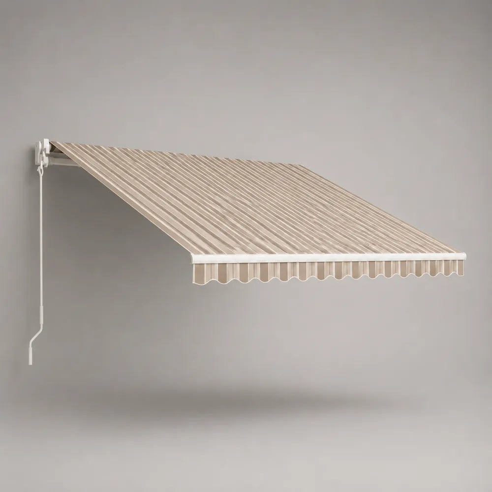 Tenda da sole a bracci estensibili manuale con telo in poliestere beige e struttura in alluminio 300 x 250 cm