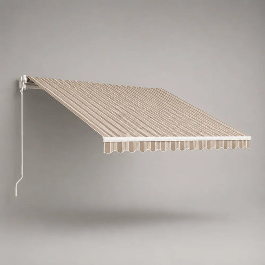 Tenda da sole a bracci estensibili manuale con telo in poliestere beige e struttura in alluminio 300 x 250 cm
